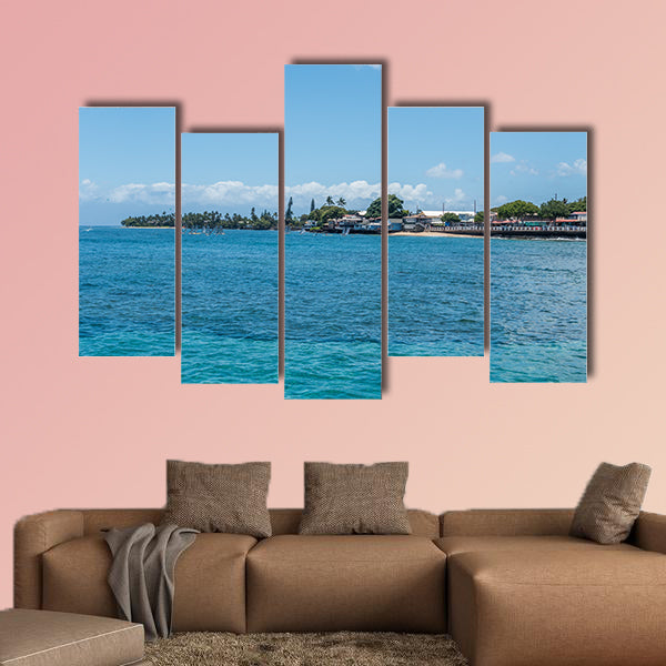View of the shoreline in Lahaina on Maui, Hawaii Multi panel canvas wall art