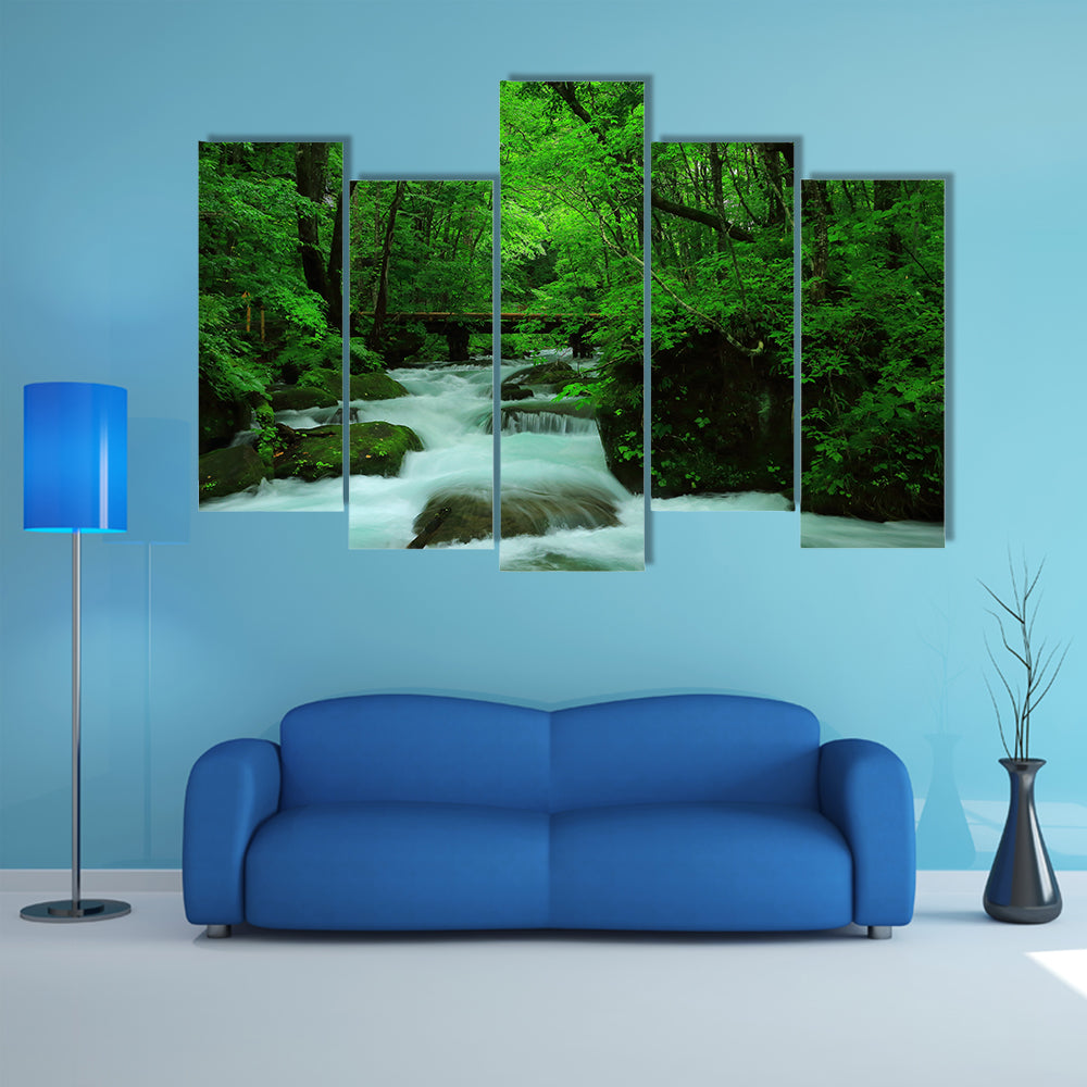 Oirase stream in summer multi panel canvas wall art