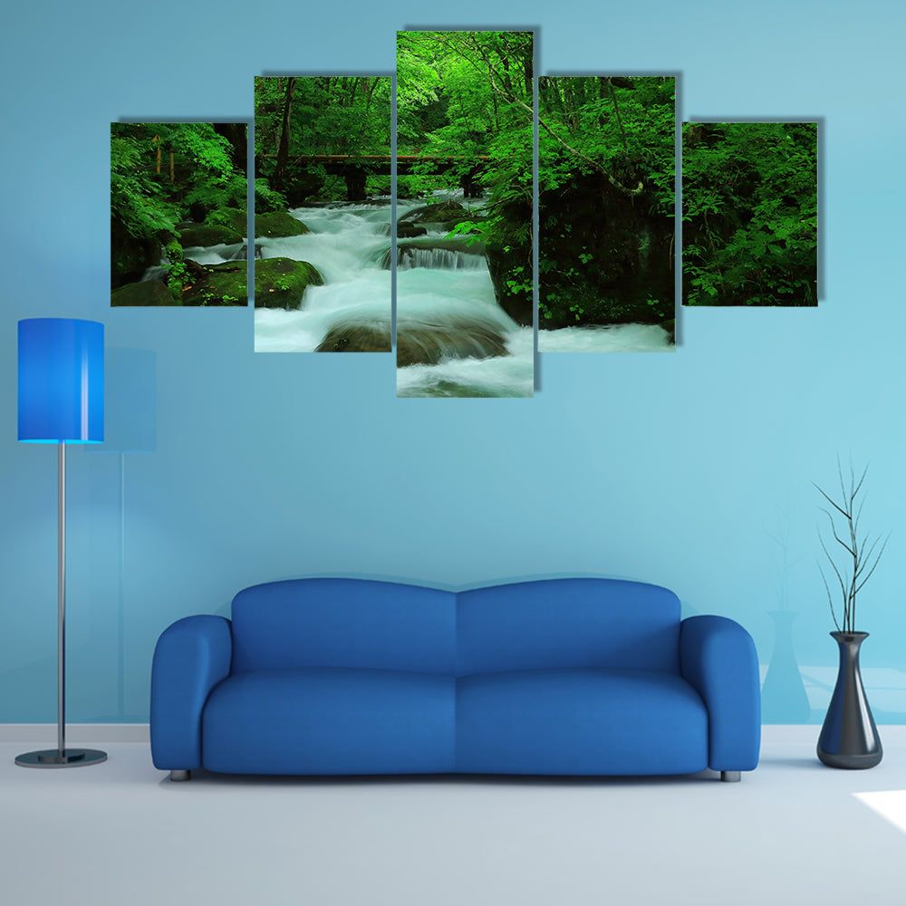 Oirase stream in summer multi panel canvas wall art