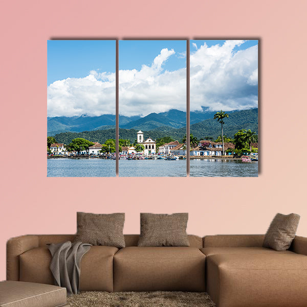 Tourist boats waiting for tourists in the state of Rio de Janeiro, Brazil multi panel canvas wall art