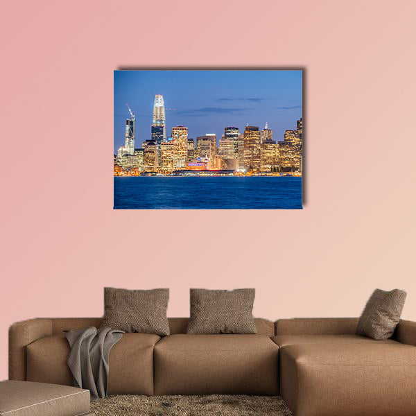 Amazing night skyline of San Francisco, CA multi panel canvas wall art