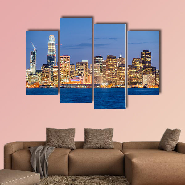 Amazing night skyline of San Francisco, CA multi panel canvas wall art