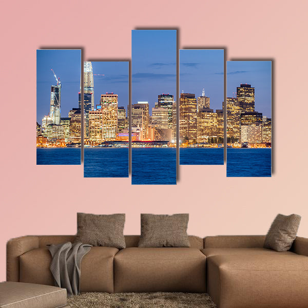 Amazing night skyline of San Francisco, CA multi panel canvas wall art