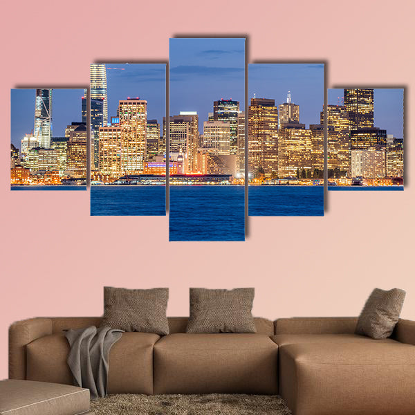 Amazing night skyline of San Francisco, CA multi panel canvas wall art