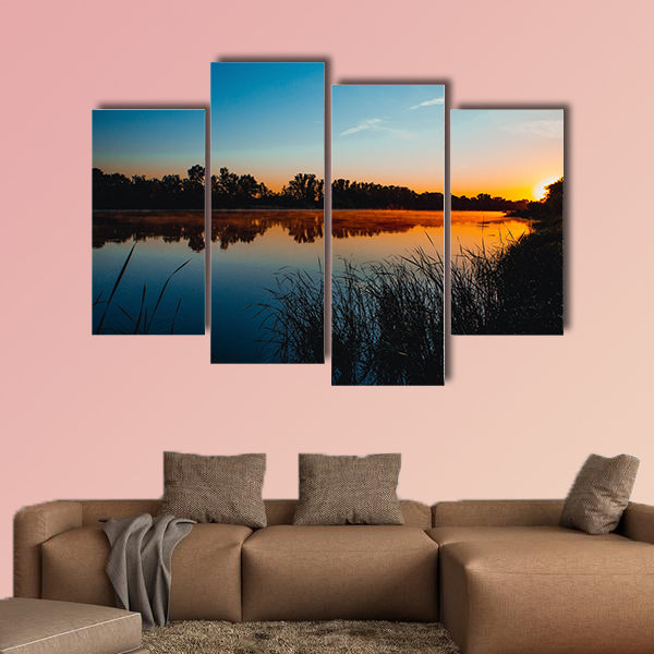 River Don Russia early morning sunrise multi panel canvas wall art