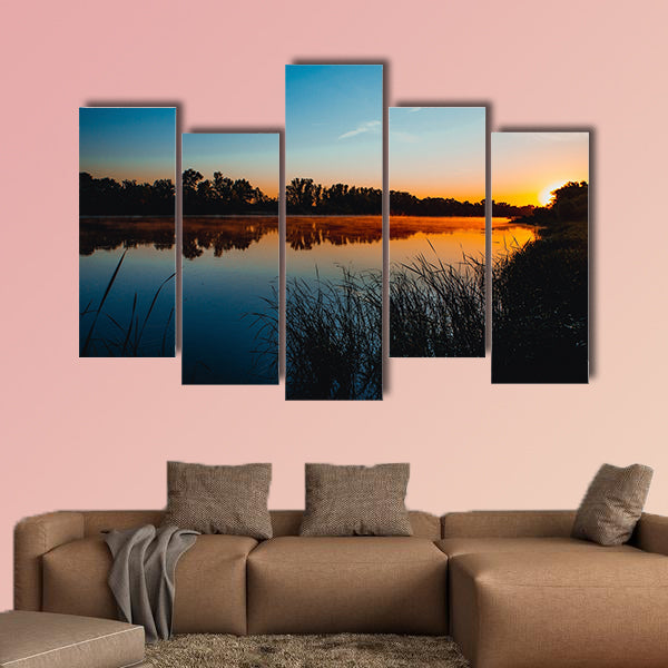 River Don Russia early morning sunrise multi panel canvas wall art