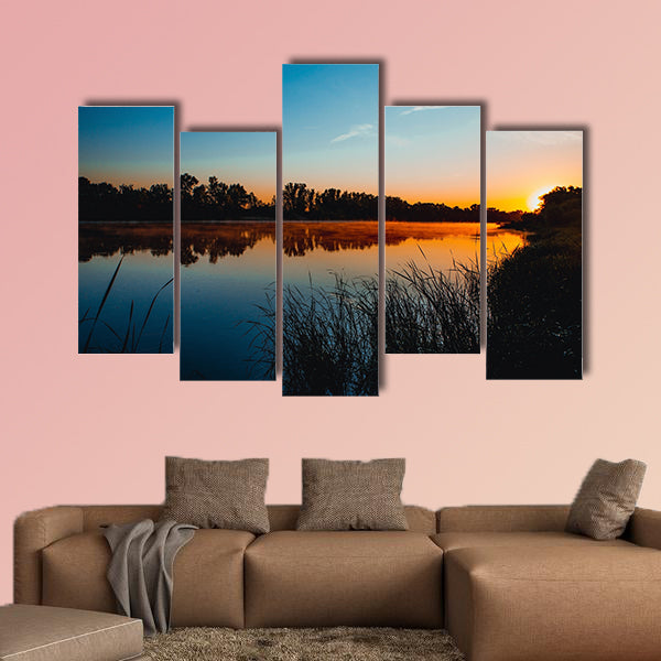 River Don Russia early morning sunrise multi panel canvas wall art