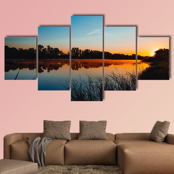 River Don Russia early morning sunrise multi panel canvas wall art
