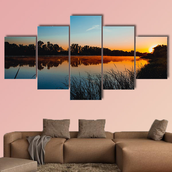 River Don Russia early morning sunrise multi panel canvas wall art