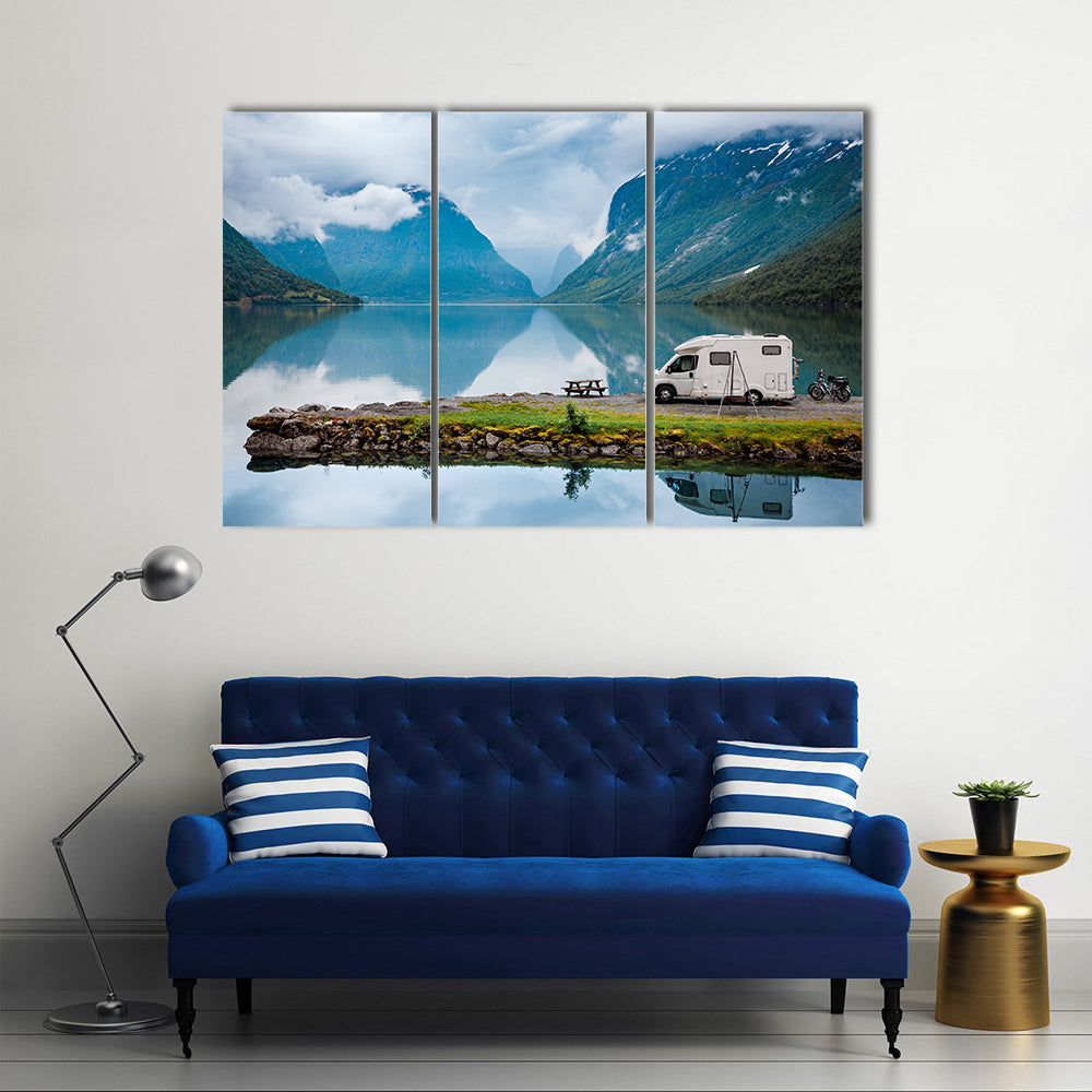 Family vacation travel, holiday trip in motorhome, Italy multi panel canvas wall art
