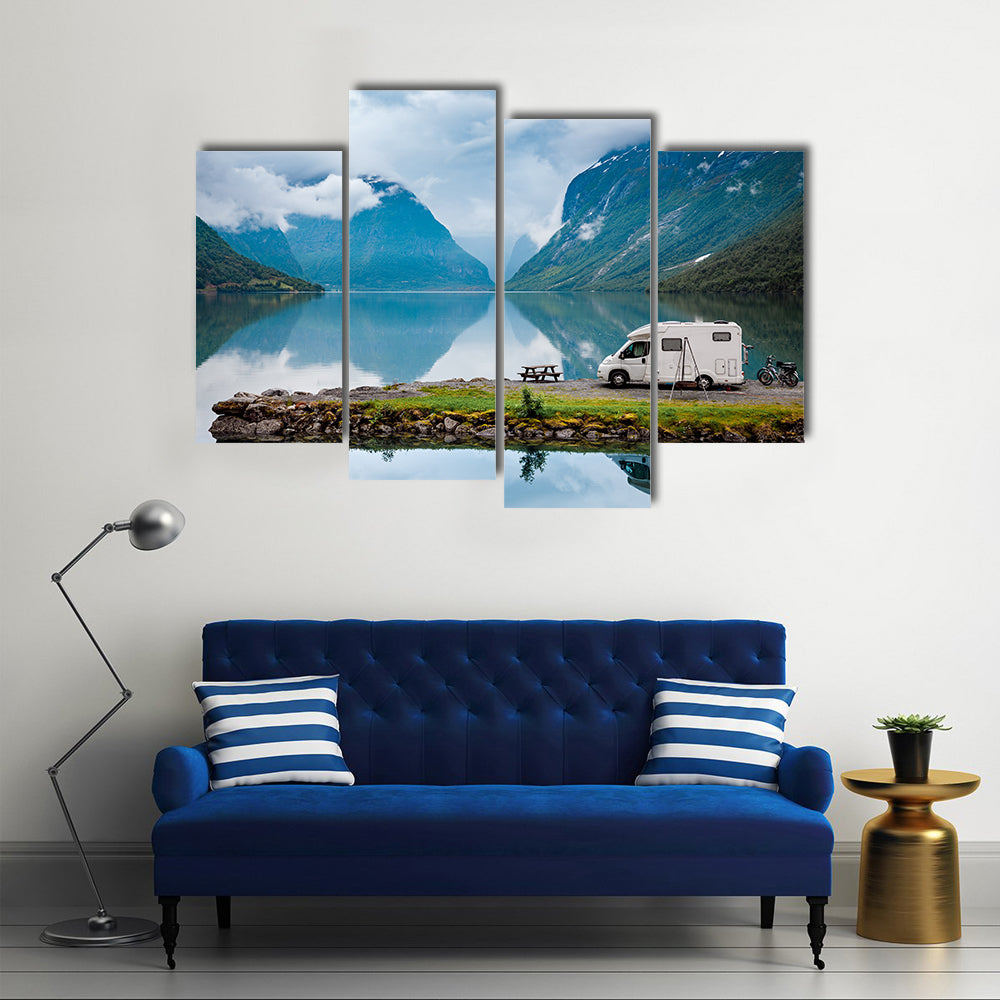 Family vacation travel, holiday trip in motorhome, Italy multi panel canvas wall art