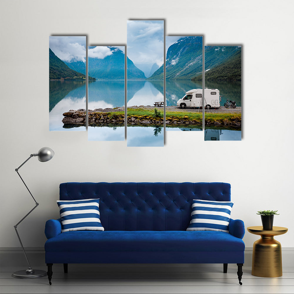 Family vacation travel, holiday trip in motorhome, Italy multi panel canvas wall art