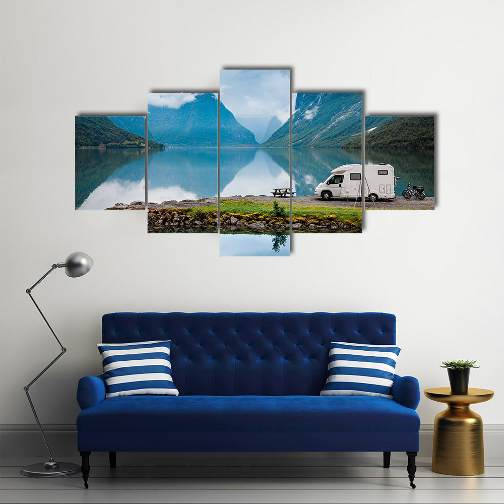 Family vacation travel, holiday trip in motorhome, Italy multi panel canvas wall art