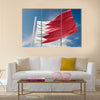 Bahrain flag is waving at a beautiful and peaceful sky Multi panel canvas wall art