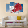 Bahrain flag is waving at a beautiful and peaceful sky Multi panel canvas wall art