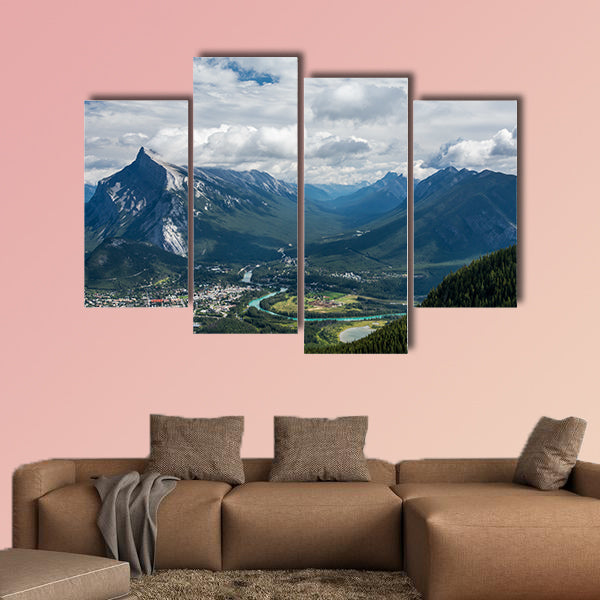 Canadian mountains, clouds Multi panel canvas wall art