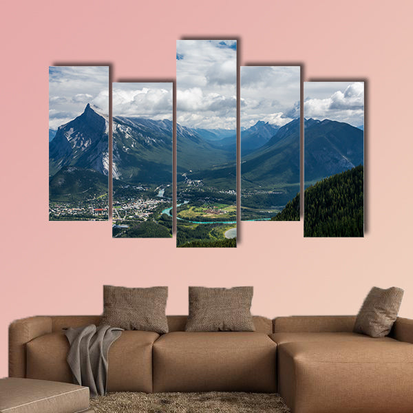 Canadian mountains, clouds Multi panel canvas wall art