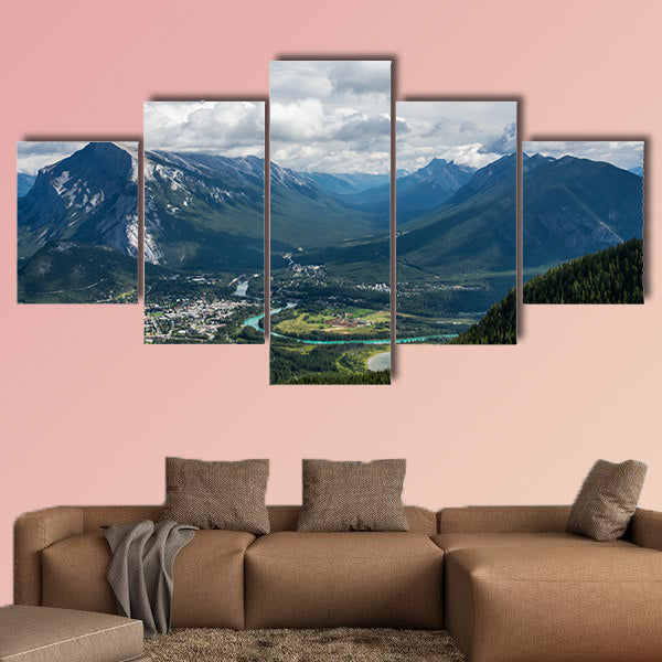 Canadian mountains, clouds Multi panel canvas wall art