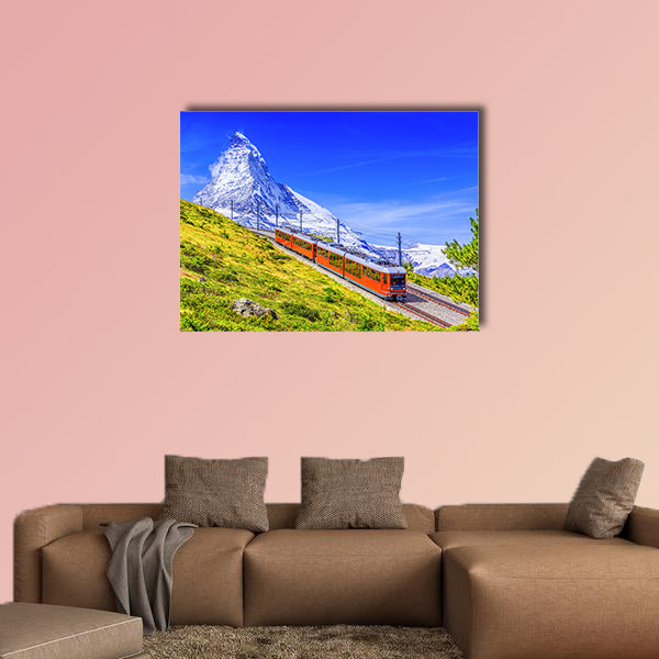 Gornergrat tourist train with Matterhorn Mountain in the background wall art