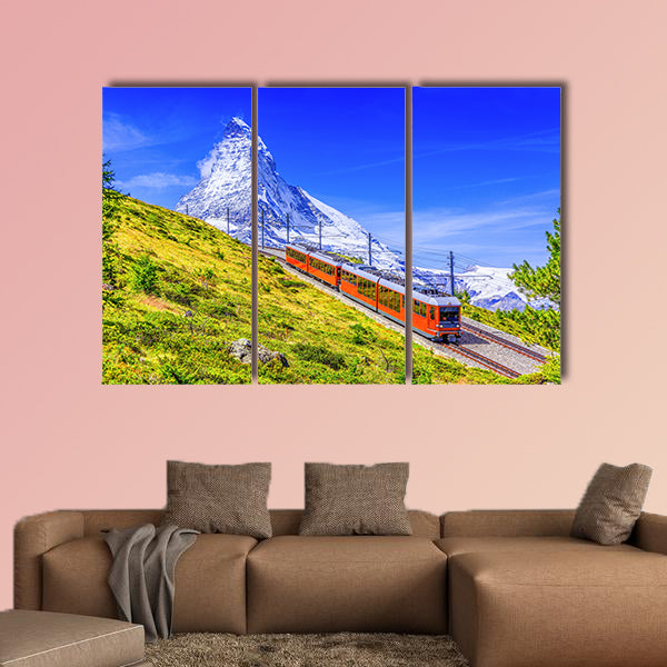 Gornergrat tourist train with Matterhorn Mountain in the background wall art