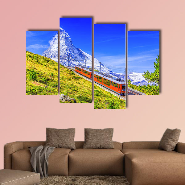Gornergrat tourist train with Matterhorn Mountain in the background wall art