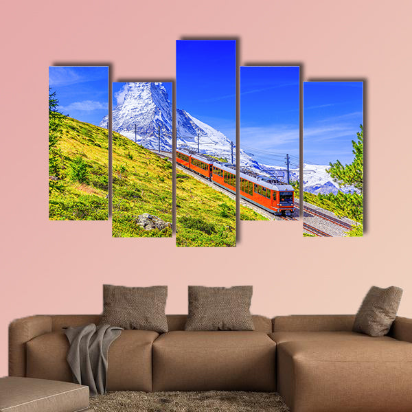 Gornergrat tourist train with Matterhorn Mountain in the background wall art