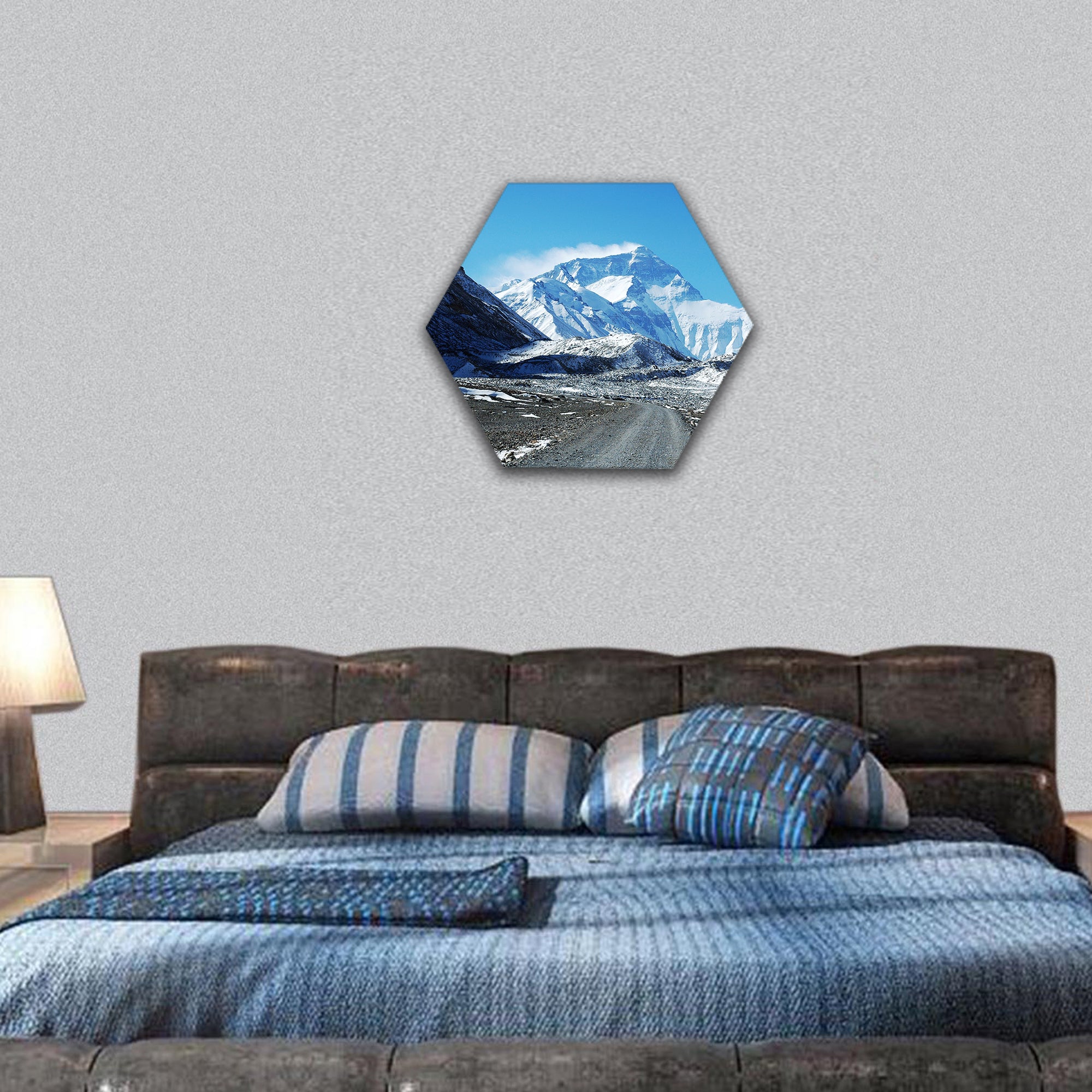 Scenery of Mount Everest in Tibet China hexagonal canvas wall art