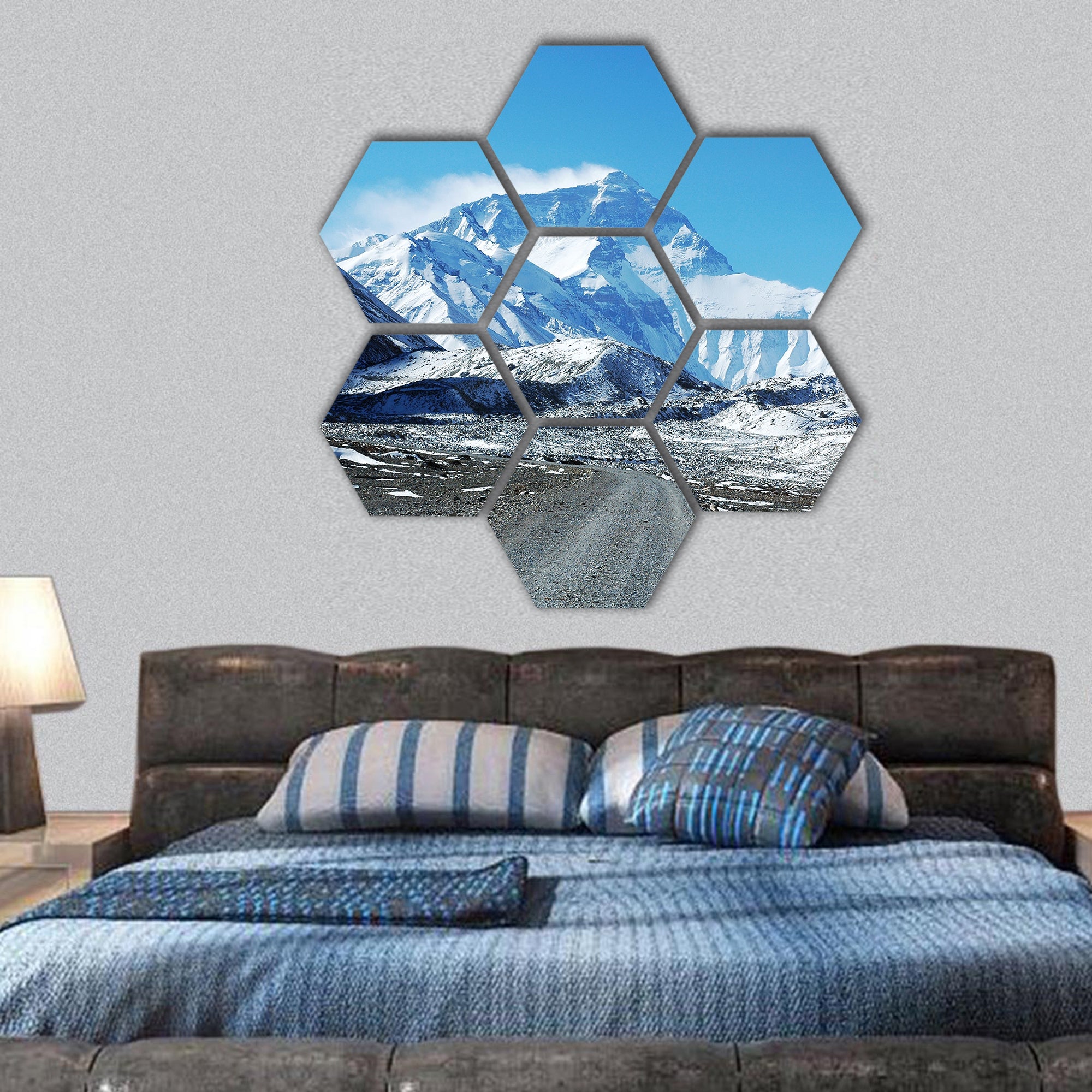 Scenery of Mount Everest in Tibet China hexagonal canvas wall art