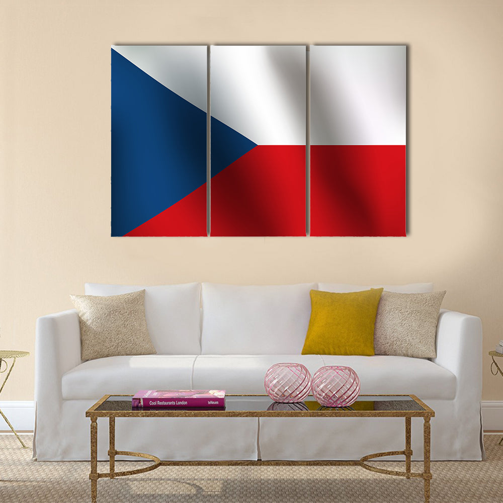 Flag Of Czech Republic With A Little Waving Multi Panel Canvas Wall Art