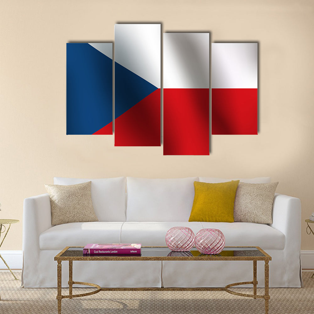 Flag Of Czech Republic With A Little Waving Multi Panel Canvas Wall Art
