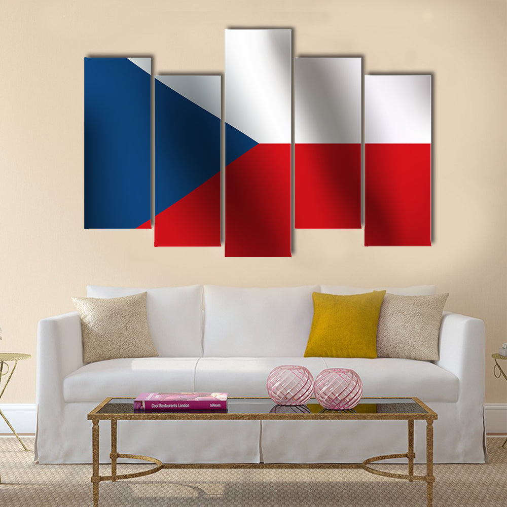 Flag Of Czech Republic With A Little Waving Multi Panel Canvas Wall Art