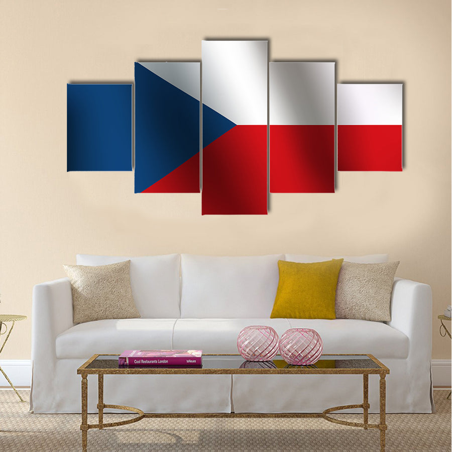 Flag Of Czech Republic With A Little Waving Multi Panel Canvas Wall Art