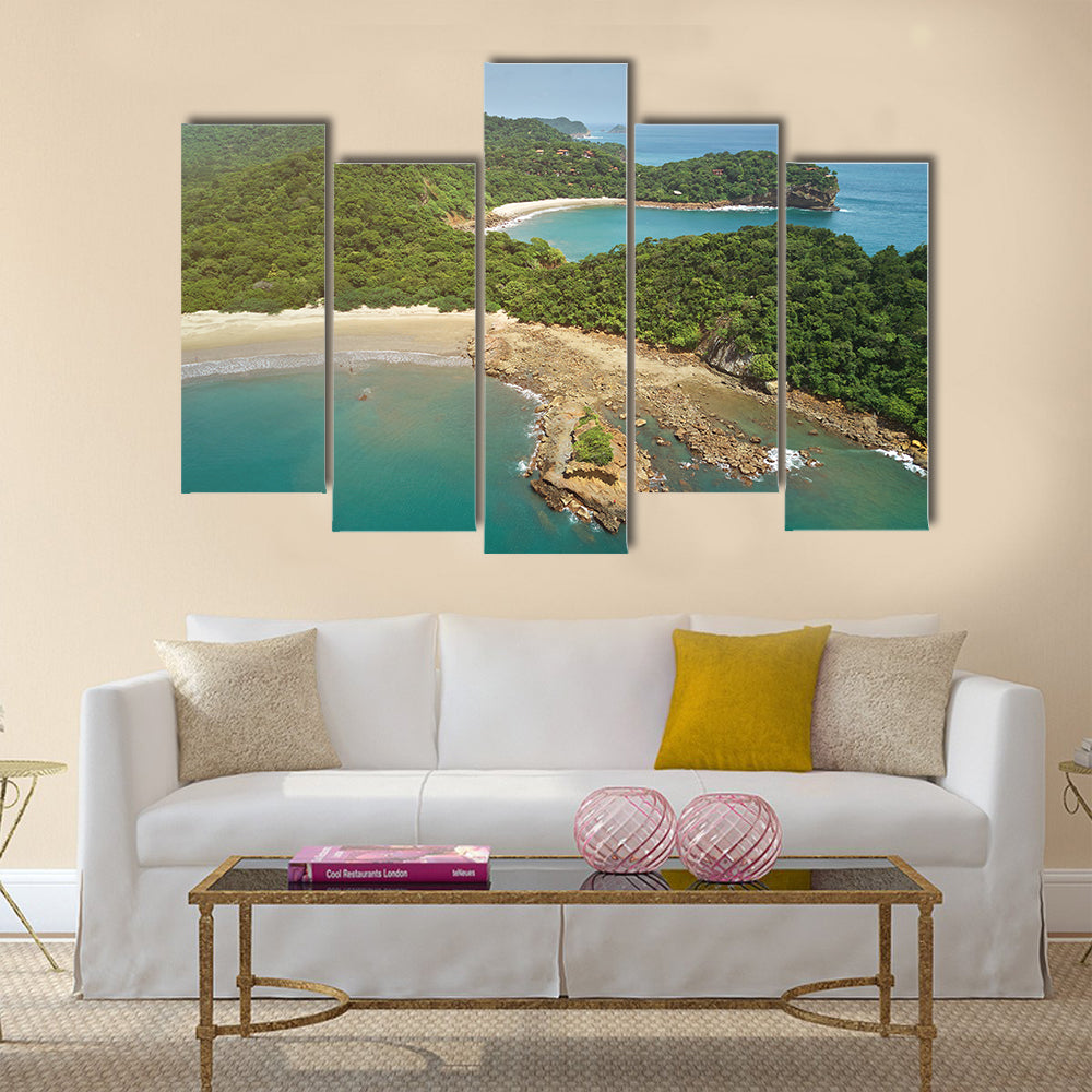 Aquawellness beach bay resort in Nicaragua aerial drone view Multi panel canvas wall art