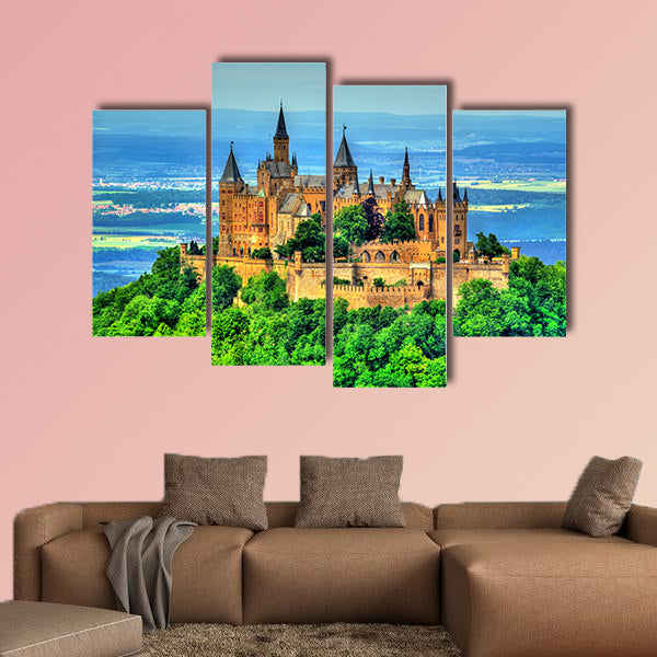 View of Hohenzollern Castle in the Swabian Alps multi panel canvas wall art