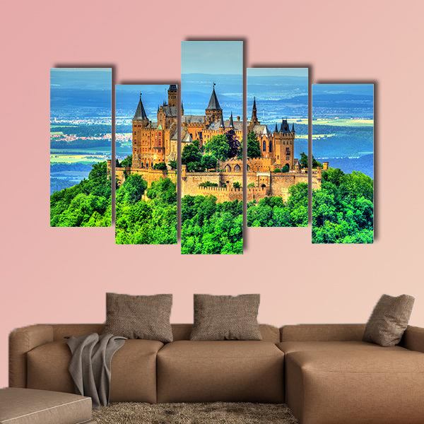 View of Hohenzollern Castle in the Swabian Alps multi panel canvas wall art