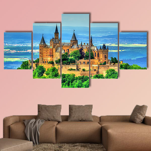 View of Hohenzollern Castle in the Swabian Alps multi panel canvas wall art