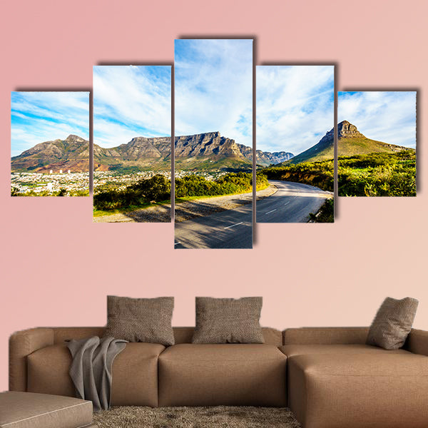 Sun setting over Cape Town multi panel canvas wall art