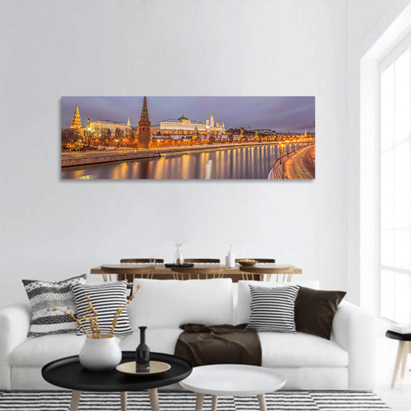 Moscow Kremlin River, architecture, landmark, cityscape Russia panoramic canvas wall art