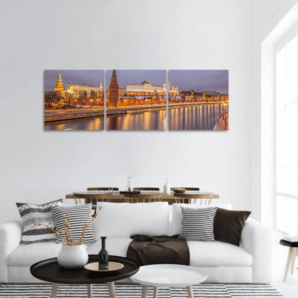 Moscow Kremlin River, architecture, landmark, cityscape Russia panoramic canvas wall art