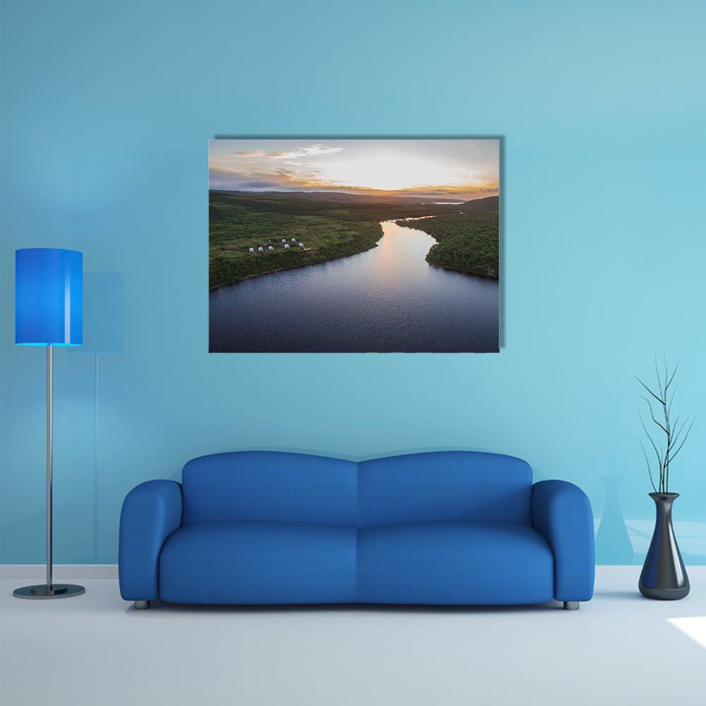 Top View of River in Rainforest Russia Multi Panel Canvas Wall Art