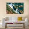 Victoria Falls at drought near Livingstone, Zimbabwe, as aerial shot made from a helicopter Multi panel canvas wall art