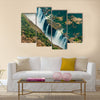 Victoria Falls at drought near Livingstone, Zimbabwe, as aerial shot made from a helicopter Multi panel canvas wall art