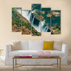 Victoria Falls at drought near Livingstone, Zimbabwe, as aerial shot made from a helicopter Multi panel canvas wall art