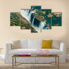 Victoria Falls at drought near Livingstone, Zimbabwe, as aerial shot made from a helicopter Multi panel canvas wall art