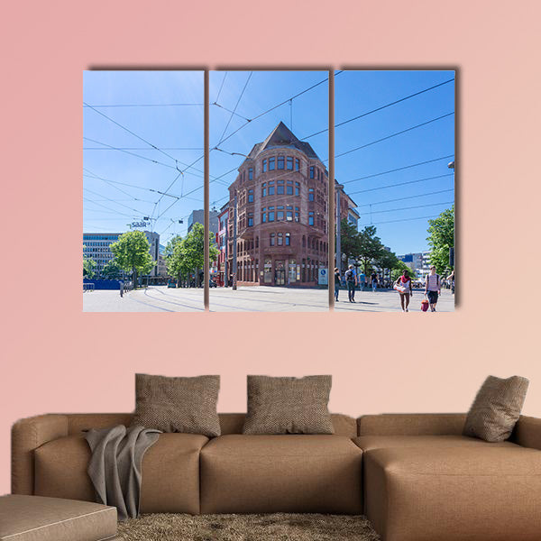 Street view of Saarbrucken, Germany multi panel canvas wall art