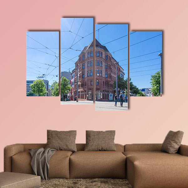 Street view of Saarbrucken, Germany multi panel canvas wall art