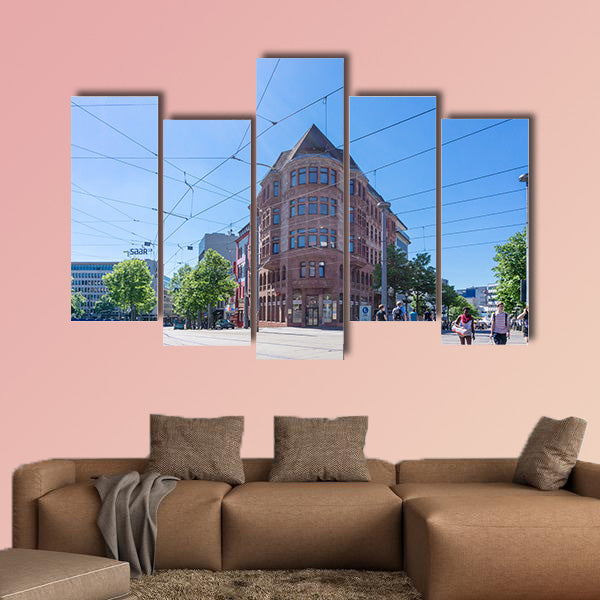 Street view of Saarbrucken, Germany multi panel canvas wall art