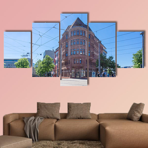 Street view of Saarbrucken, Germany multi panel canvas wall art