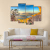 Landscape of the gulf of capo caccia from the Cave of broken vessels at sunset Multi Panel Canvas Wall Art