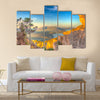 Landscape of the gulf of capo caccia from the Cave of broken vessels at sunset Multi Panel Canvas Wall Art